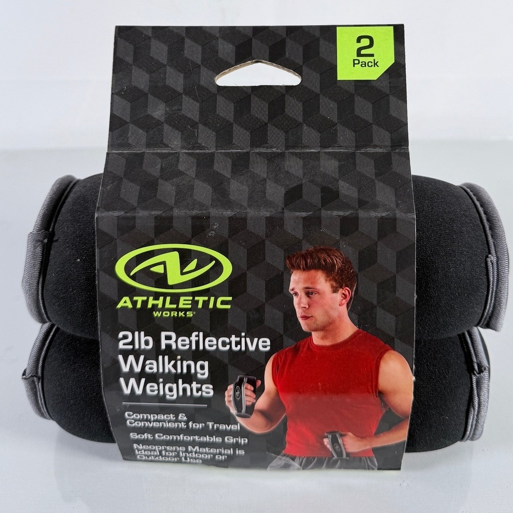 Athletic Works 2lb Reflective Walking Weights 2 Pack Black Neoprene Hand Weights